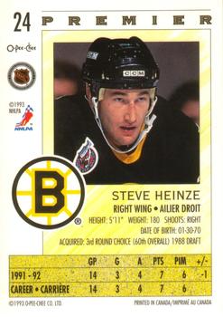 1992-93 O-Pee-Chee Premier #24 Steve Heinze Back