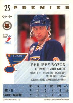 1992-93 O-Pee-Chee Premier #25 Philippe Bozon Back