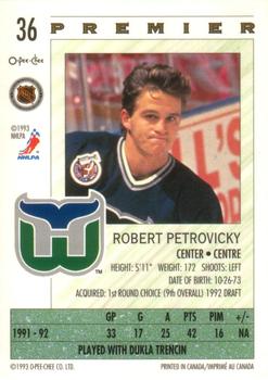 1992-93 O-Pee-Chee Premier #36 Robert Petrovicky Back