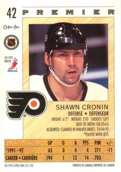 1992-93 O-Pee-Chee Premier #42 Shawn Cronin Back