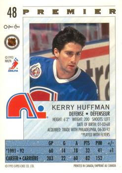 1992-93 O-Pee-Chee Premier #48 Kerry Huffman Back