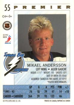 1992-93 O-Pee-Chee Premier #55 Mikael Andersson Back