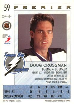1992-93 O-Pee-Chee Premier #59 Doug Crossman Back