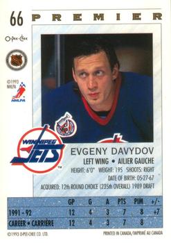 1992-93 O-Pee-Chee Premier #66 Evgeny Davydov Back