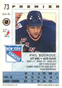 1992-93 O-Pee-Chee Premier #73 Phil Bourque Back