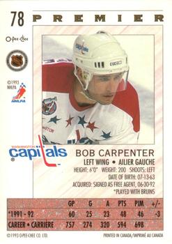 1992-93 O-Pee-Chee Premier #78 Bob Carpenter Back