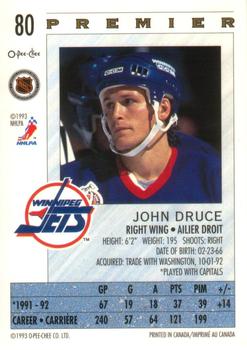 1992-93 O-Pee-Chee Premier #80 John Druce Back
