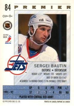 1992-93 O-Pee-Chee Premier #84 Sergei Bautin Back