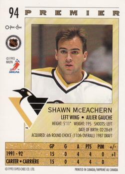 1992-93 O-Pee-Chee Premier #94 Shawn McEachern Back