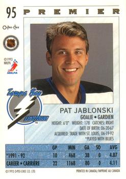 1992-93 O-Pee-Chee Premier #95 Pat Jablonski Back
