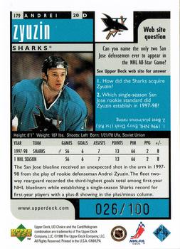 1998-99 UD Choice - Prime Choice Reserve #179 Andrei Zyuzin Back