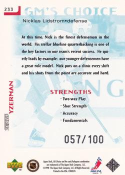 1998-99 UD Choice - Prime Choice Reserve #233 Nicklas Lidstrom Back
