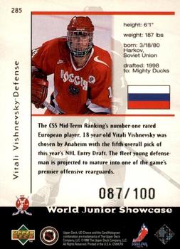1998-99 UD Choice - Prime Choice Reserve #285 Vitali Vishnevsky Back