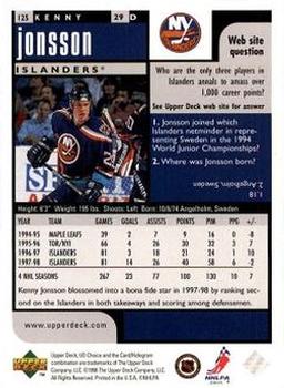 1998-99 UD Choice Preview #125 Kenny Jonsson Back