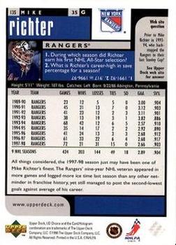 1998-99 UD Choice Preview #135 Mike Richter Back
