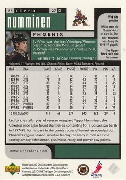 1998-99 UD Choice Preview #157 Teppo Numminen Back