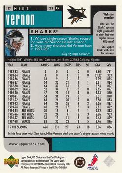 1998-99 UD Choice Preview #177 Mike Vernon Back