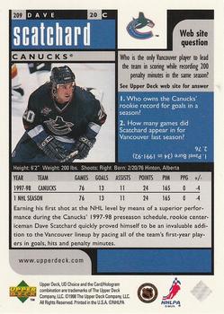 1998-99 UD Choice Preview #209 Dave Scatchard Back