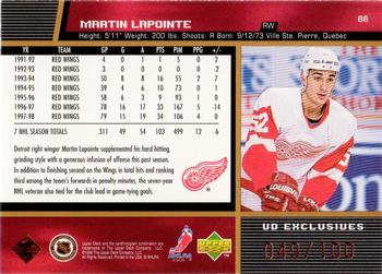 1998-99 Upper Deck - UD Exclusives #86 Martin Lapointe Back