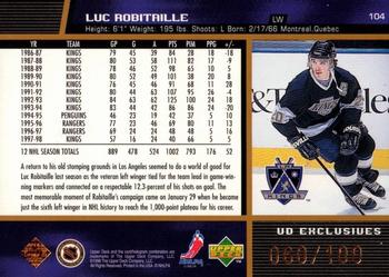 1998-99 Upper Deck - UD Exclusives #104 Luc Robitaille Back