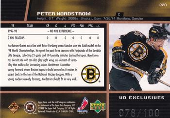 1998-99 Upper Deck - UD Exclusives #220 Peter Nordstrom Back