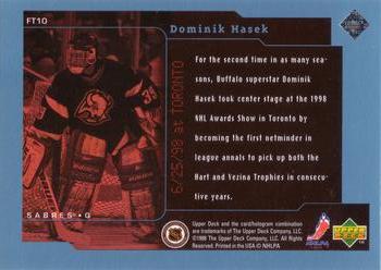 1998-99 Upper Deck - Frozen in Time #FT10 Dominik Hasek Back