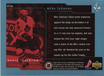 1998-99 Upper Deck - Frozen in Time #FT18 Mike Johnson Back