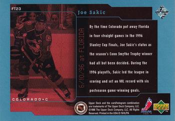 1998-99 Upper Deck - Frozen in Time #FT23 Joe Sakic Back