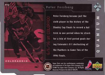 1998-99 Upper Deck - Frozen in Time Tier 1 (Quantum Silver) #FT2 Peter Forsberg Back