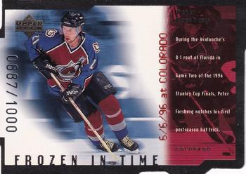 1998-99 Upper Deck - Frozen in Time Tier 1 (Quantum Silver) #FT2 Peter Forsberg Front