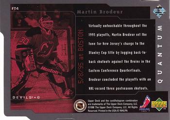 1998-99 Upper Deck - Frozen in Time Tier 1 (Quantum Silver) #FT4 Martin Brodeur Back