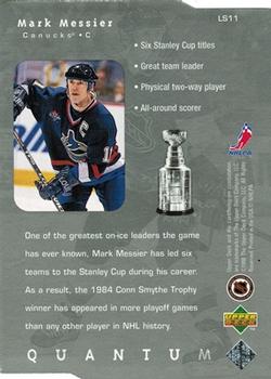 1998-99 Upper Deck - Lord Stanley's Heroes Tier 1 (Quantum Silver) #LS11 Mark Messier Back