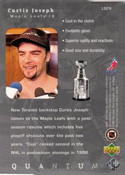 1998-99 Upper Deck - Lord Stanley's Heroes Tier 1 (Quantum Silver) #LS29 Curtis Joseph Back