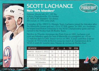 1992-93 Parkhurst #105 Scott Lachance Back