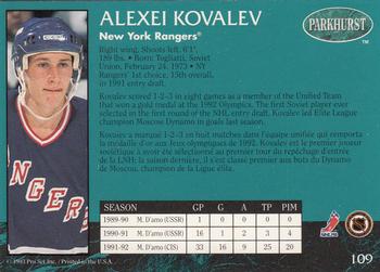 1992-93 Parkhurst #109 Alexei Kovalev Back