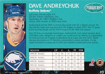 1992-93 Parkhurst #10 Dave Andreychuk Back