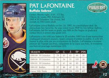 1992-93 Parkhurst #12 Pat LaFontaine Back