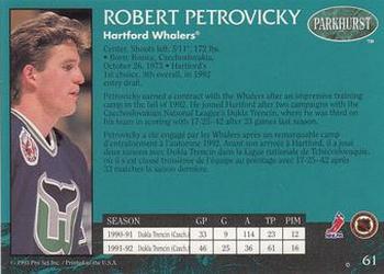 1992-93 Parkhurst #61 Robert Petrovicky Back