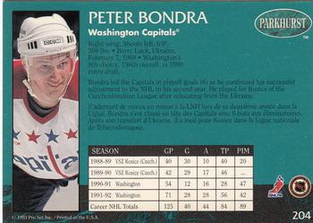 1992-93 Parkhurst #204 Peter Bondra Back