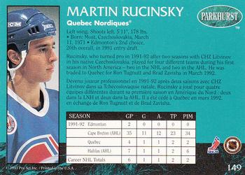 1992-93 Parkhurst #149 Martin Rucinsky Back