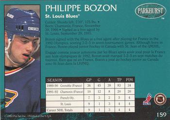 1992-93 Parkhurst #159 Philippe Bozon Back