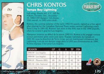 1992-93 Parkhurst #176 Chris Kontos Back
