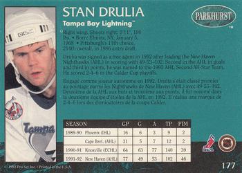 1992-93 Parkhurst #177 Stan Drulia Back