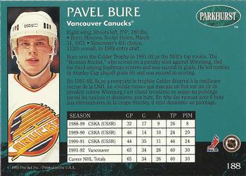 1992-93 Parkhurst #188 Pavel Bure Back