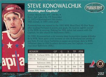 1992-93 Parkhurst #202 Steve Konowalchuk Back