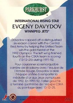 1992-93 Parkhurst #226 Evgeny Davydov Back