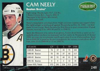 1992-93 Parkhurst #248 Cam Neely Back
