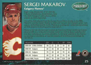 1992-93 Parkhurst #25 Sergei Makarov Back