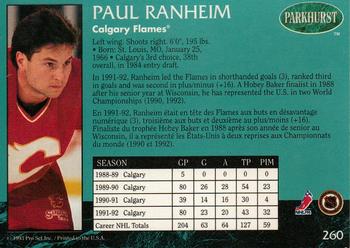 1992-93 Parkhurst #260 Paul Ranheim Back