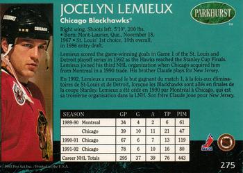 1992-93 Parkhurst #275 Jocelyn Lemieux Back